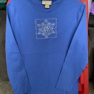 M.C. Sportswear Embroidered Blue Long Sleeve Tee